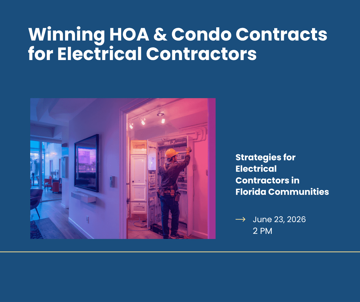 Electrician servicing an electrical panel at a Florida HOA or condo community