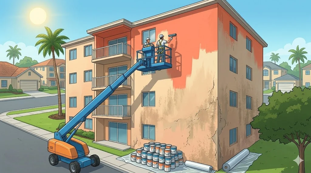 Painting HOA contracts — crew repainting a Florida HOA community building