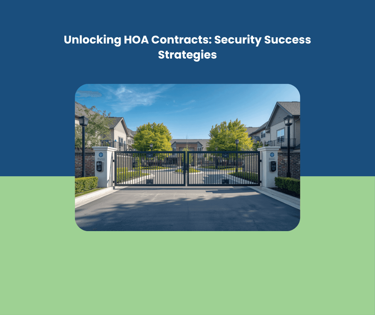 Security guard patrolling the gated entrance of a Florida HOA community