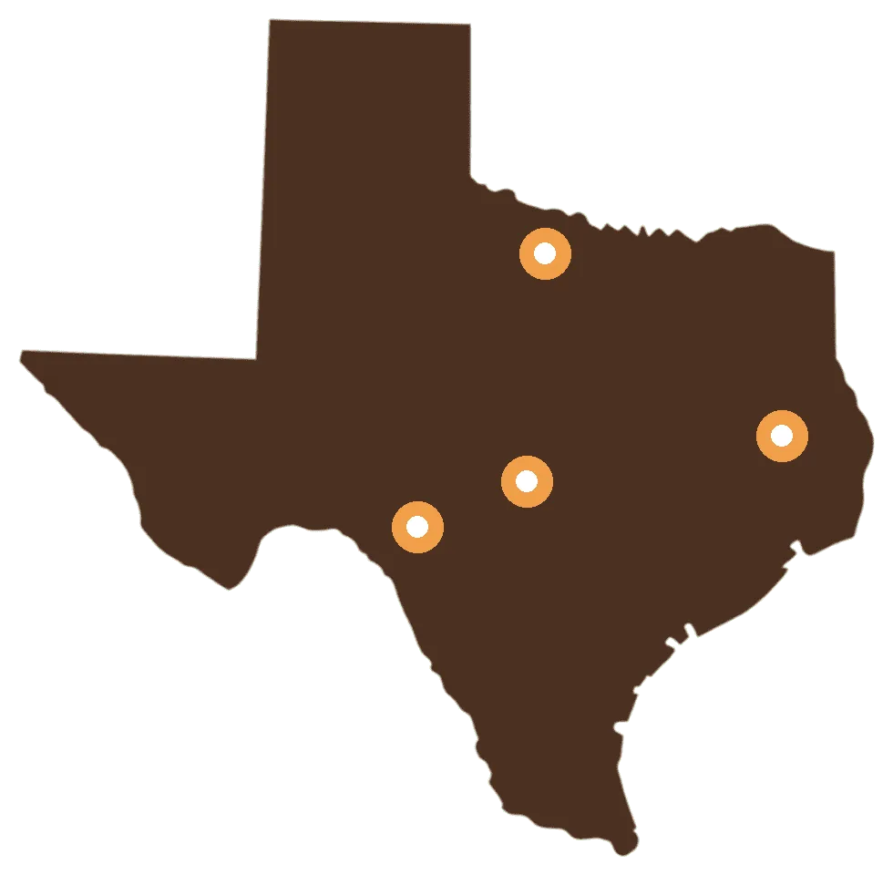 Illustrated map of the state of Texas